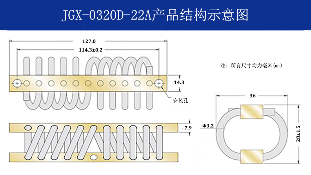 JGX-0320D-22A多應用鋼絲繩隔振器結構