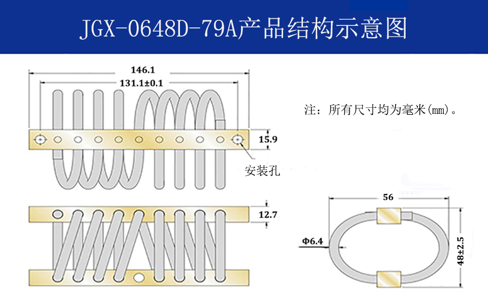 JGX-0648D-79A多應用鋼絲繩減震器結構